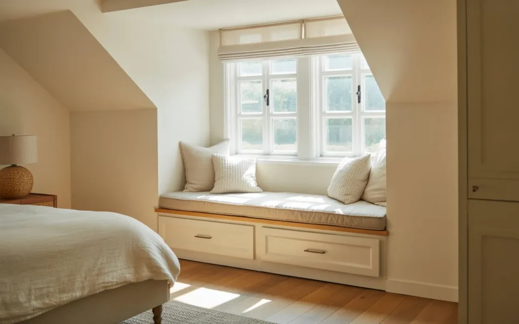 window bench storage small bedroom idea 2026