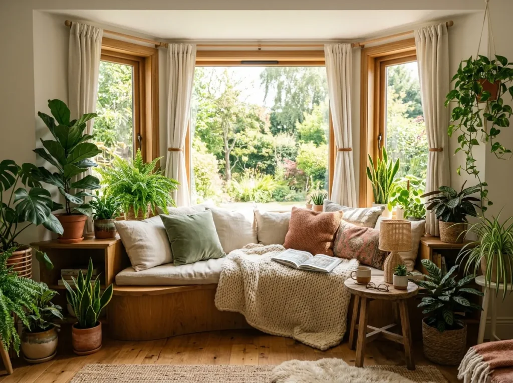 bay window retreat living room plants decor idea fresh
