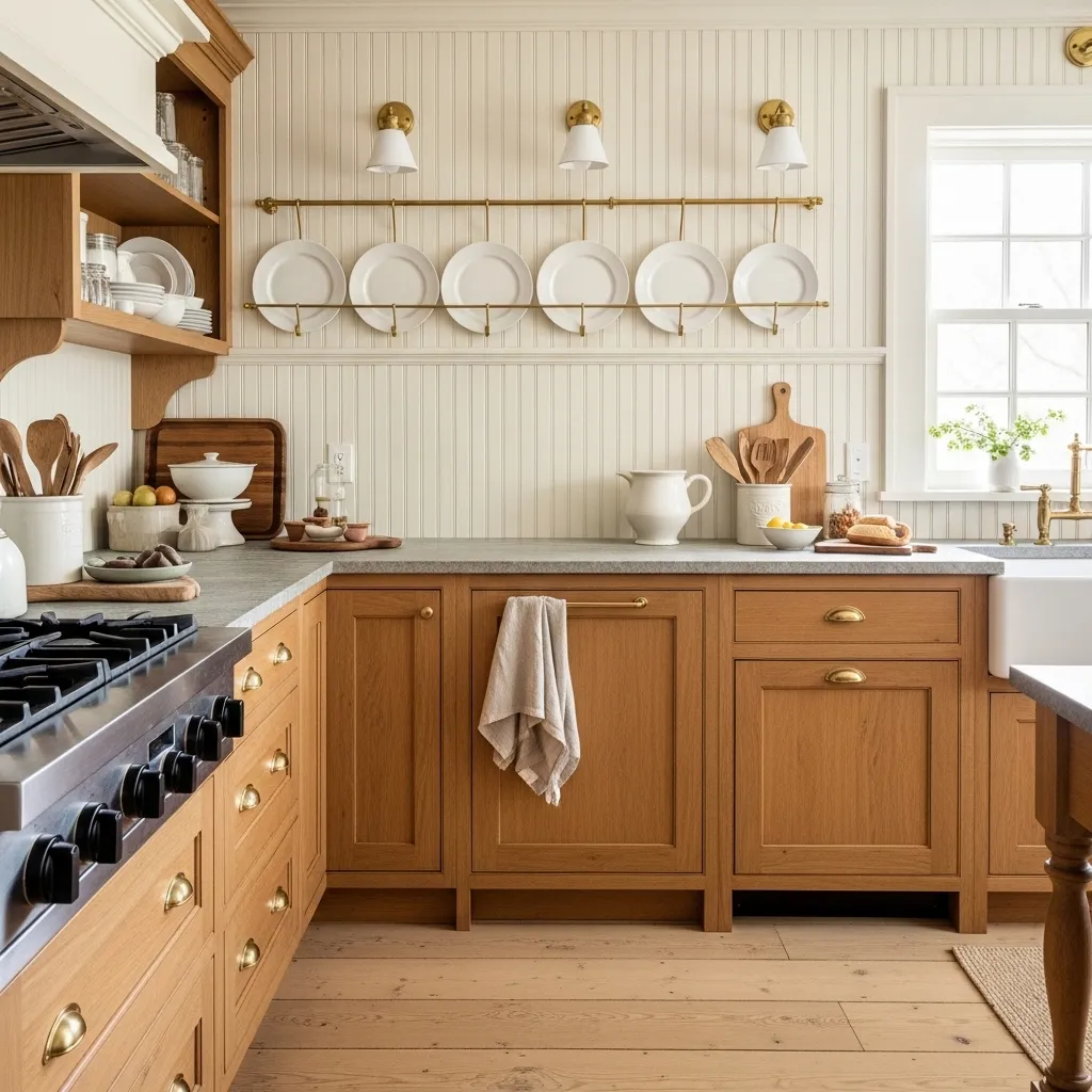beadboard walls old farmhouse kitchen idea 2026