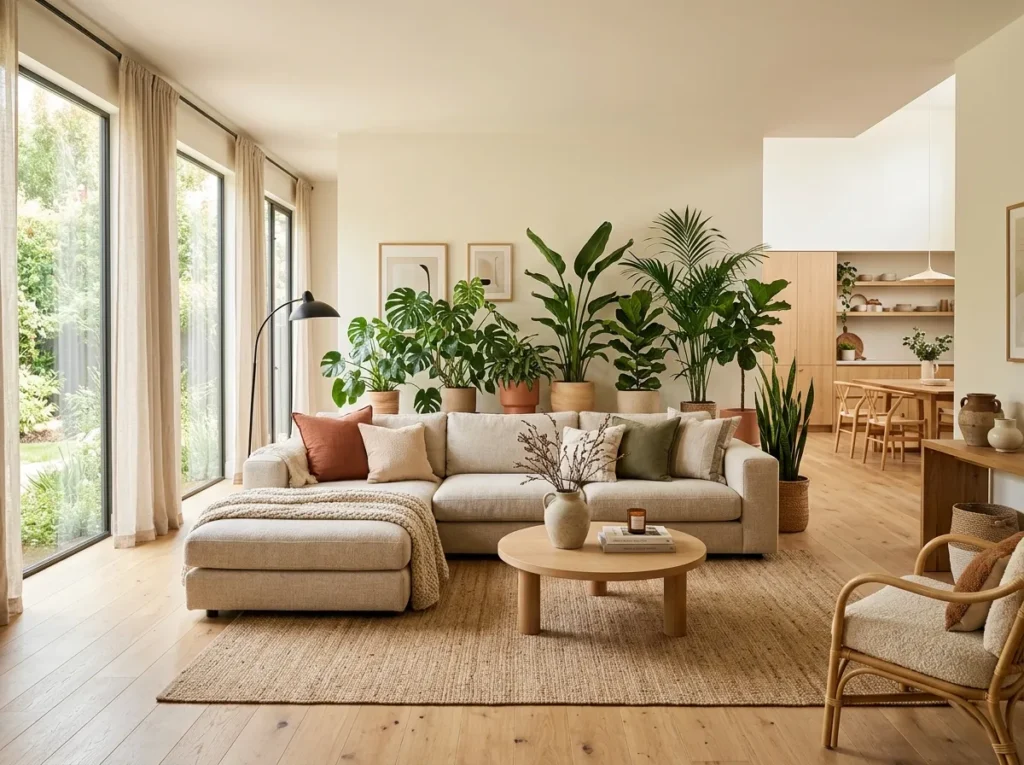 behind sofa greenery living room plants decor idea fresh