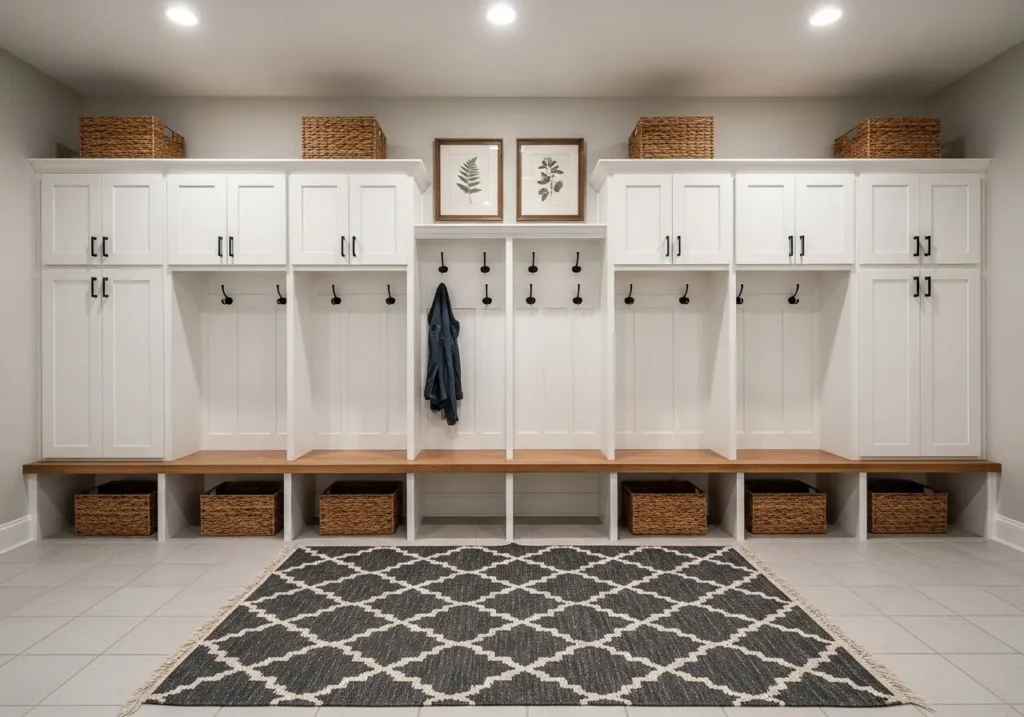 black metal hooks mudroom locker idea organized