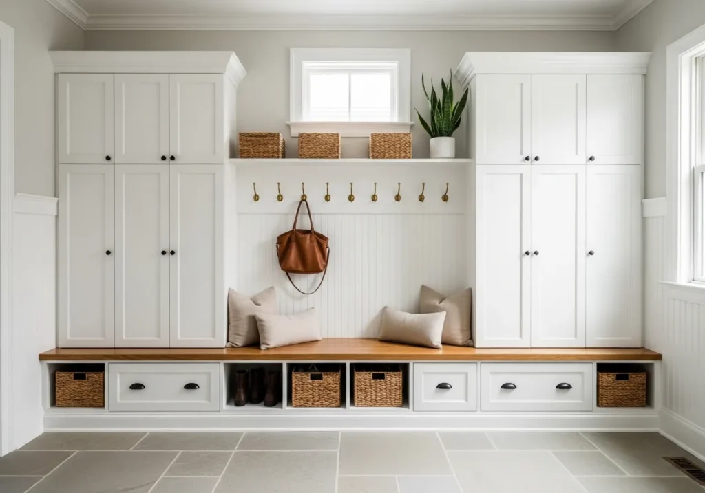 built in bench lockers mudroom locker idea 2026