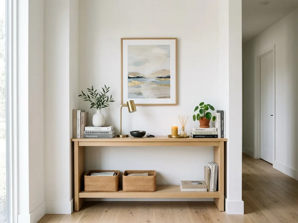 built in look small console table idea modern 2026