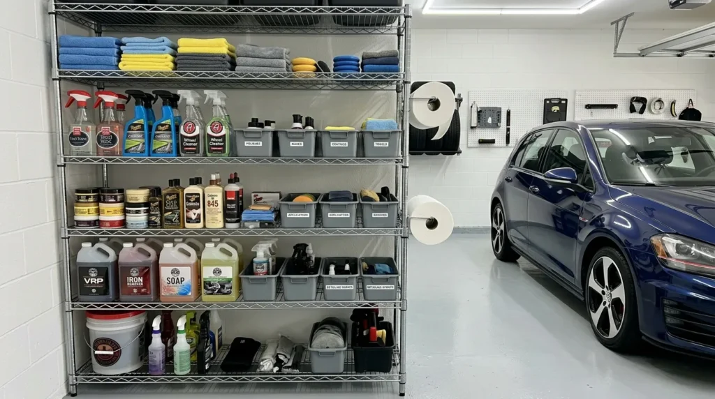  car care shelf garage interior design idea 2026