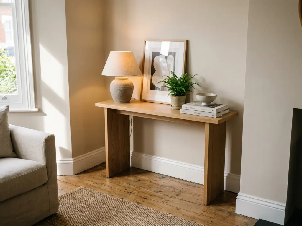 corner accent setup small console table idea modern