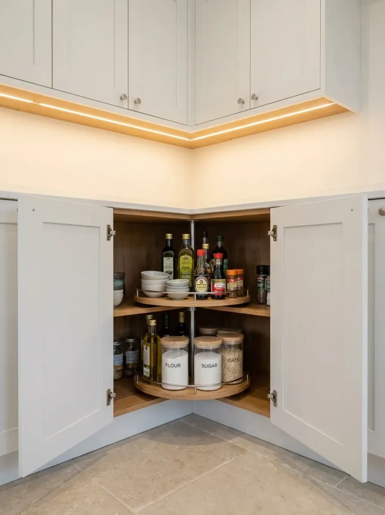corner lazy susan kitchen storage idea 2026