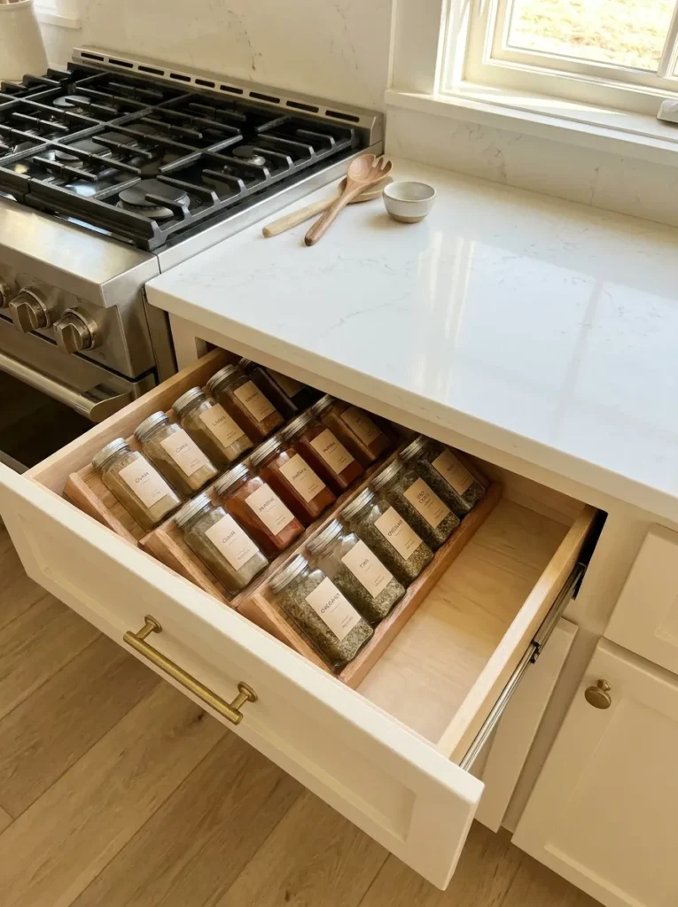 drawer spice station kitchen storage idea organized
