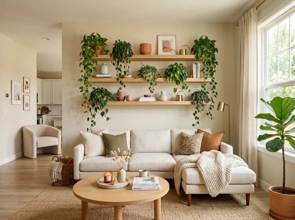 floating plant shelf living room plants decor idea modern
