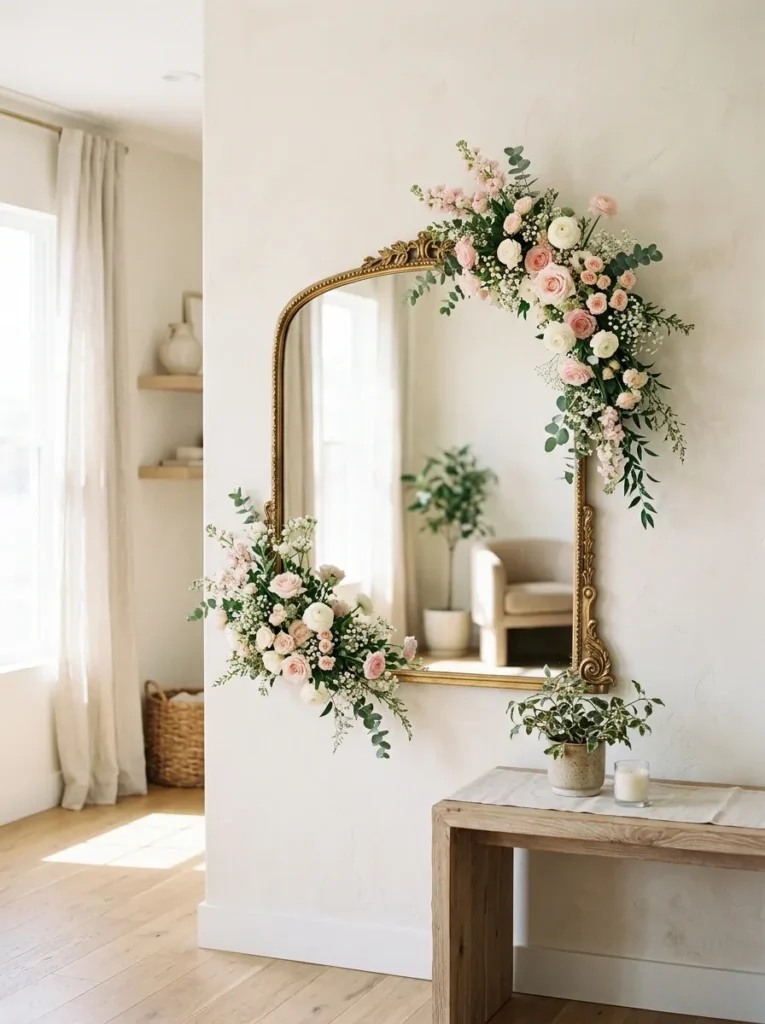 floral mirror accents flower home decor idea 2026