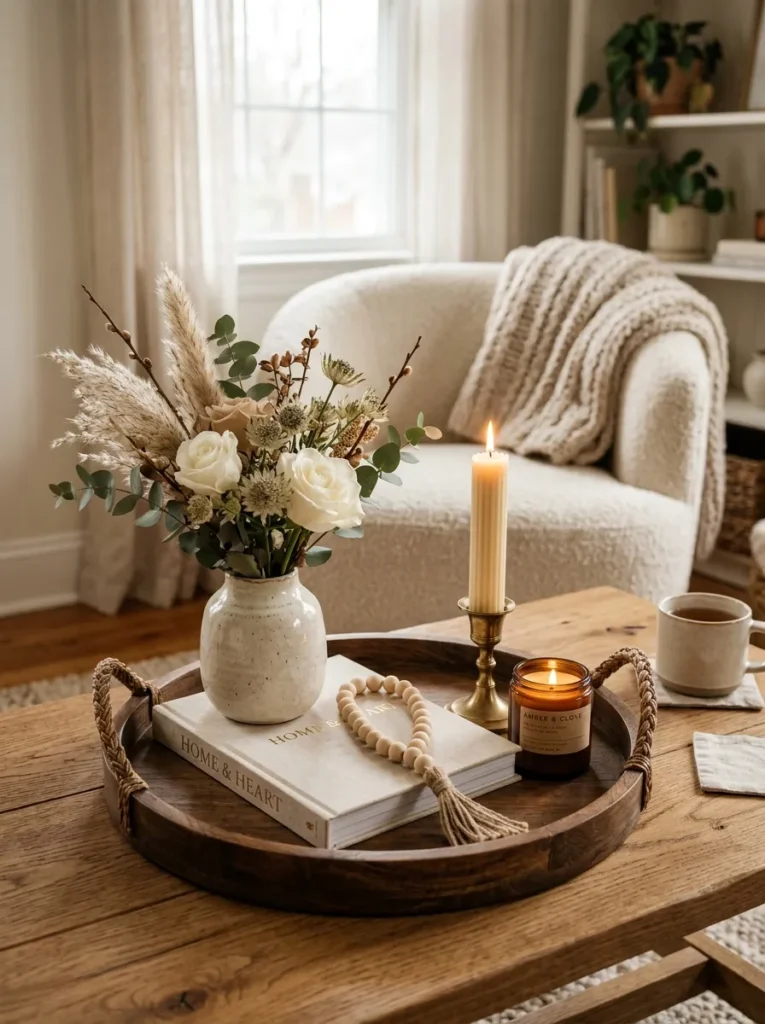 floral tray styling flower home decor idea modern