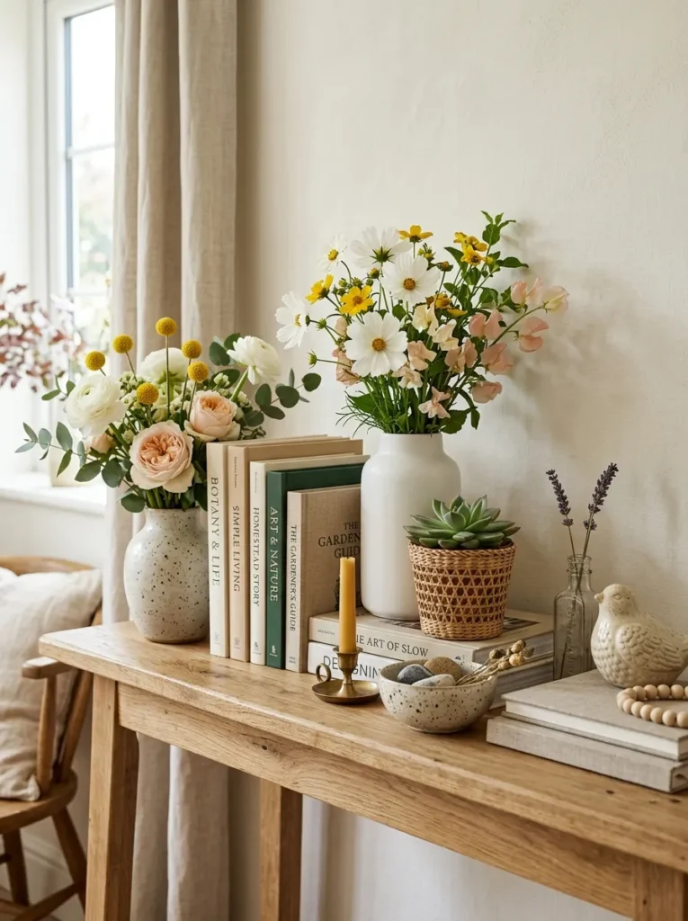 flower shelf styling flower home decor idea modern