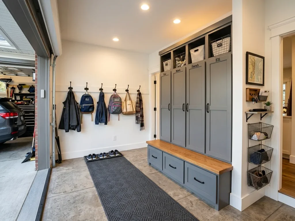 garage entry lockers mudroom locker idea organized