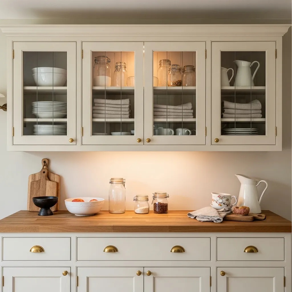 glass cabinet doors old farmhouse kitchen idea rustic