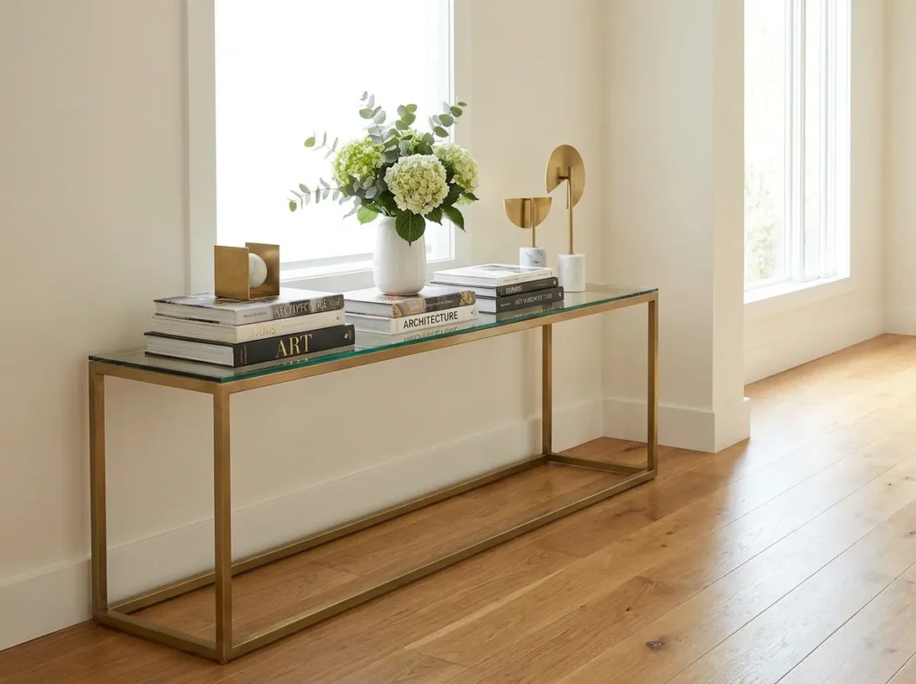 glass top elegance small console table idea 2026