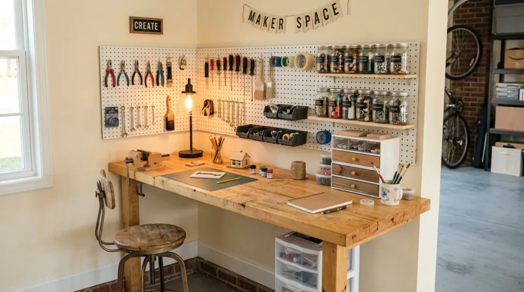 hobby craft bench garage interior design idea modern