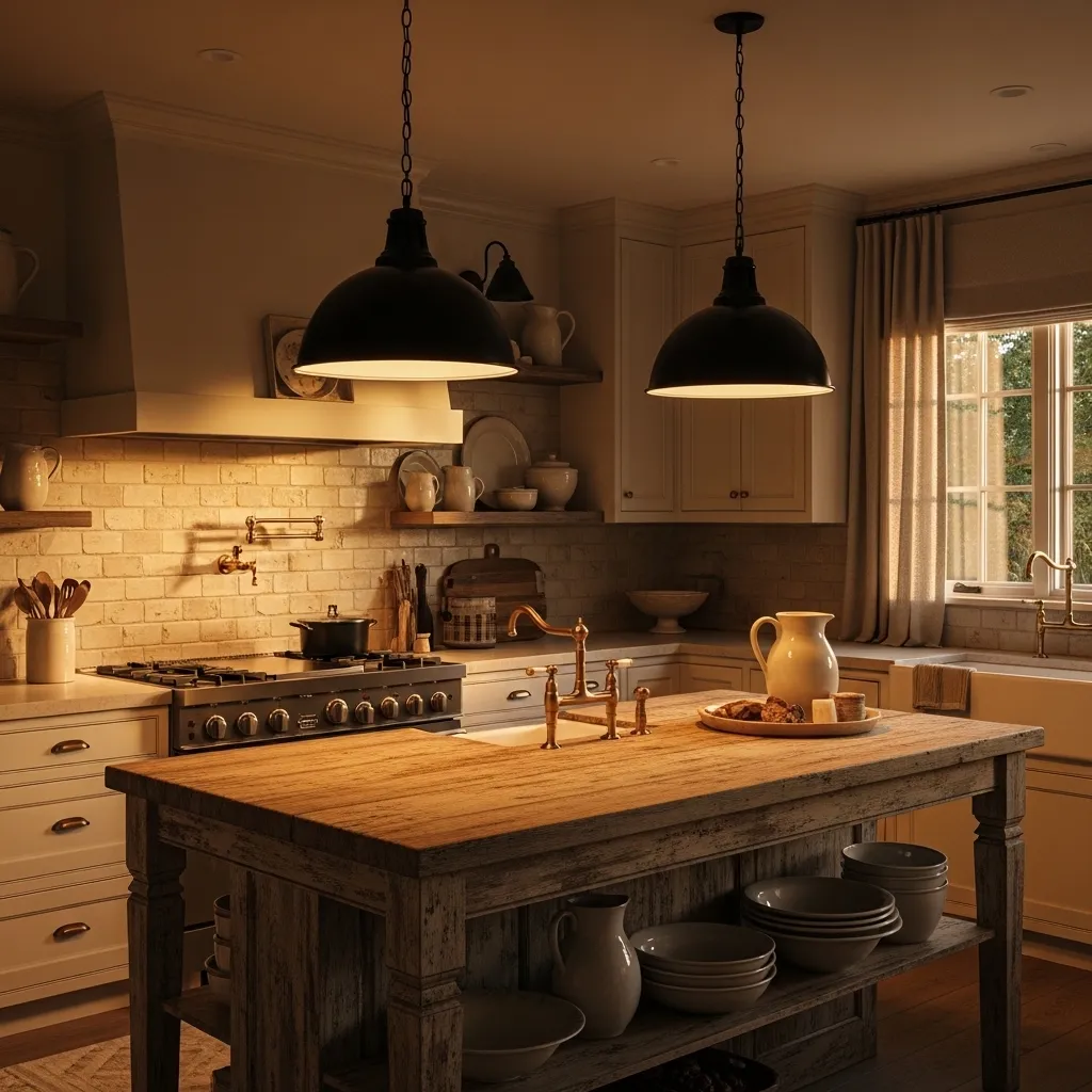  iron pendant lights old farmhouse kitchen idea 2026
