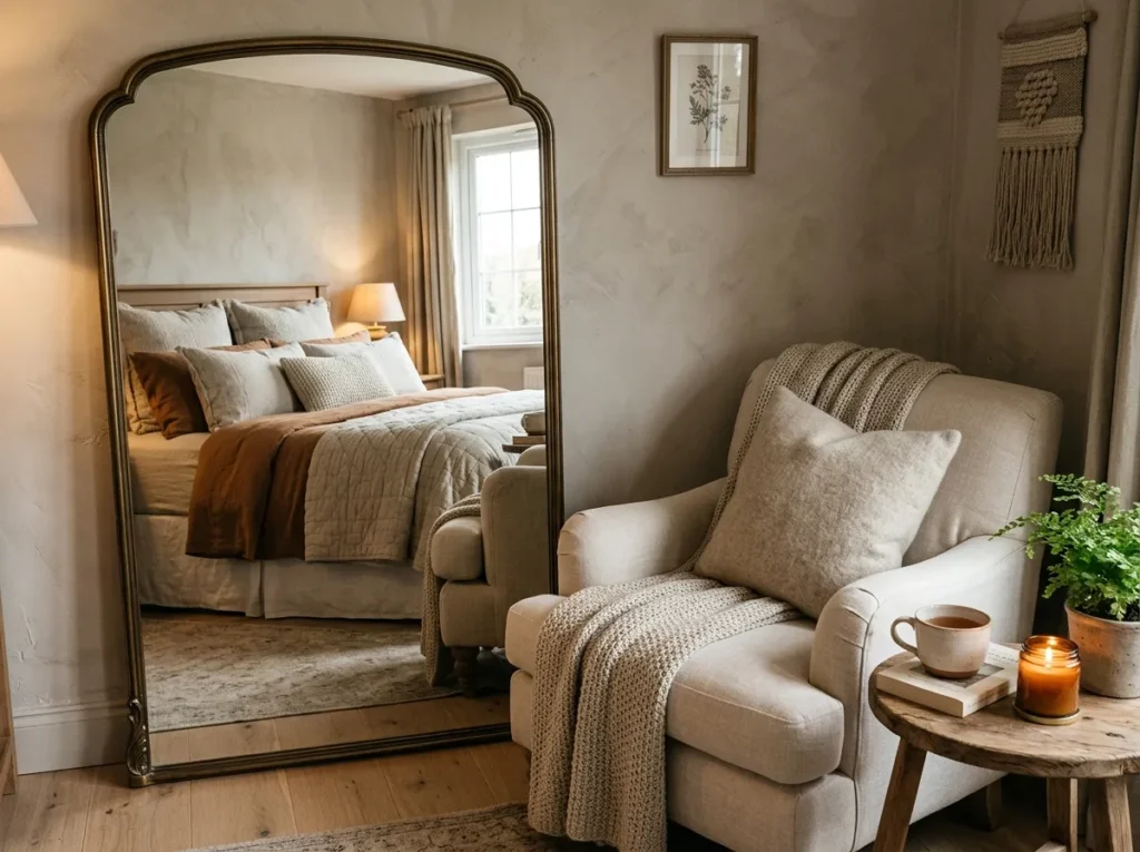 leaning corner mirror bedroom mirror idea 2026