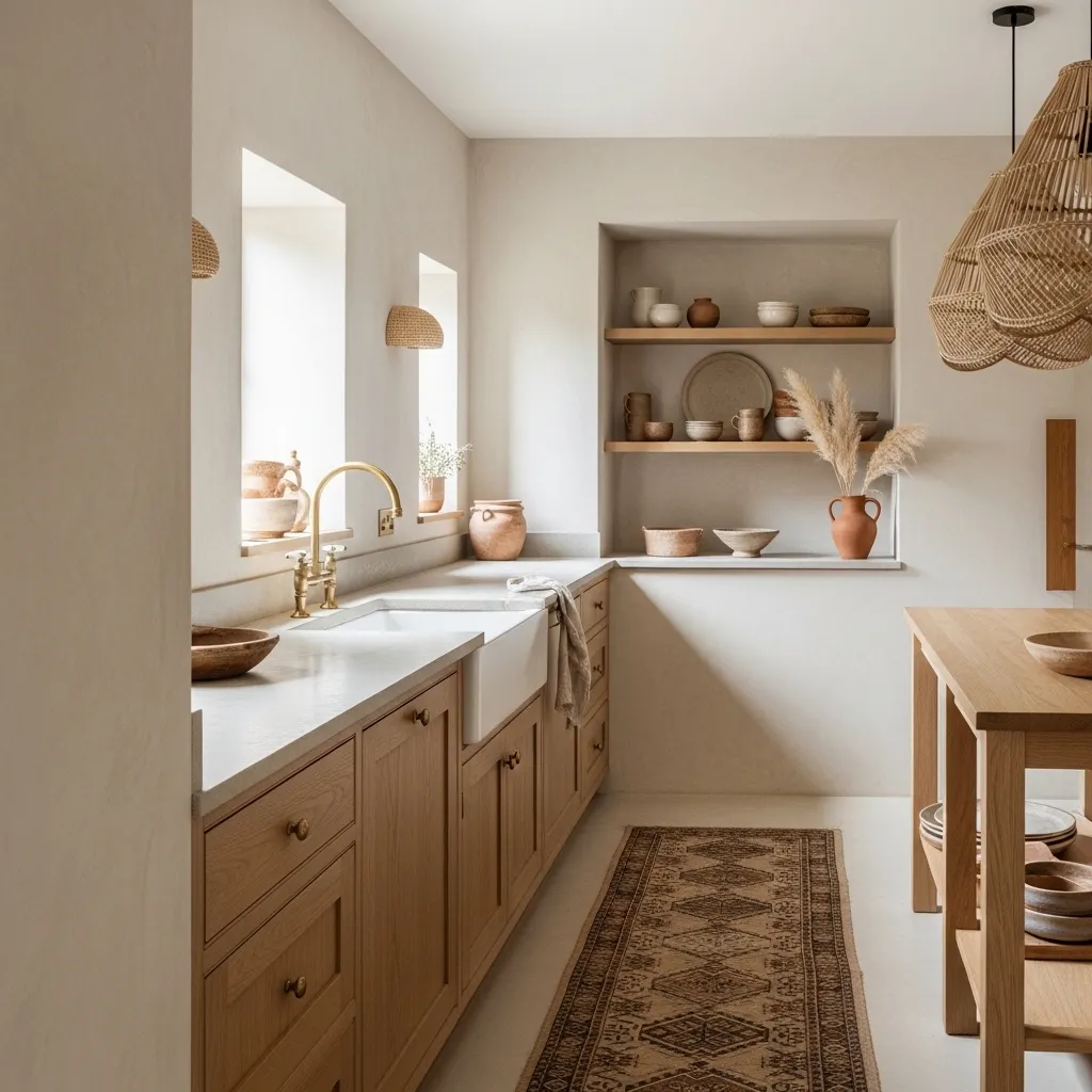limewash walls boho kitchen decor idea 2026