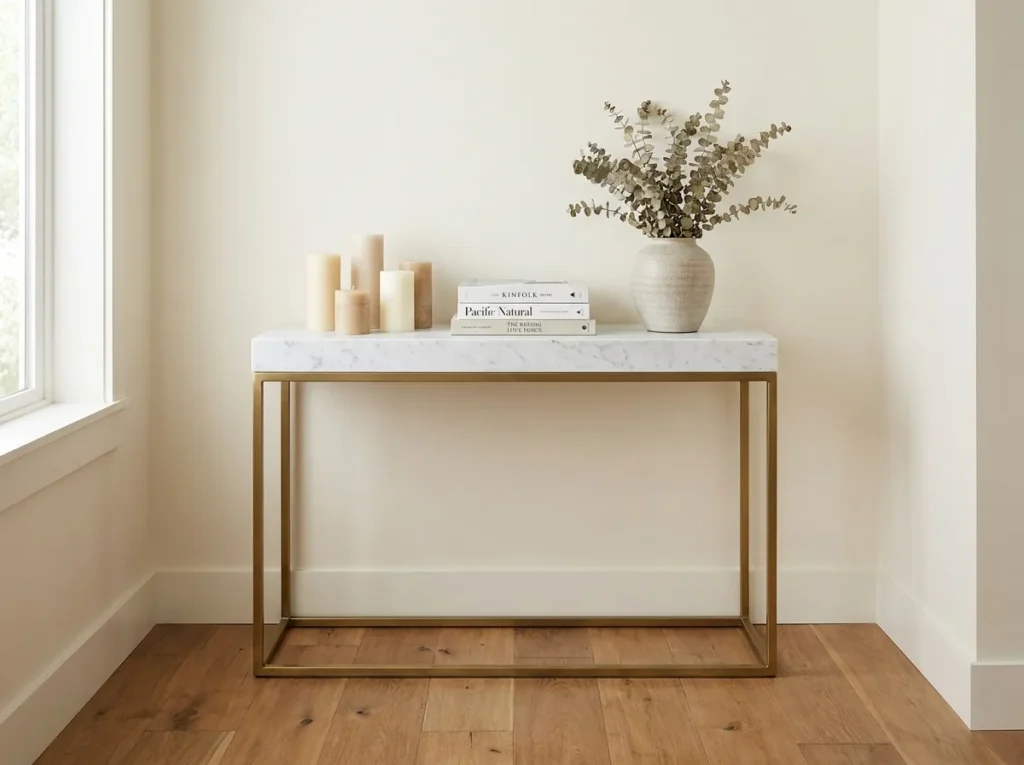marble touch details small console table idea 2026