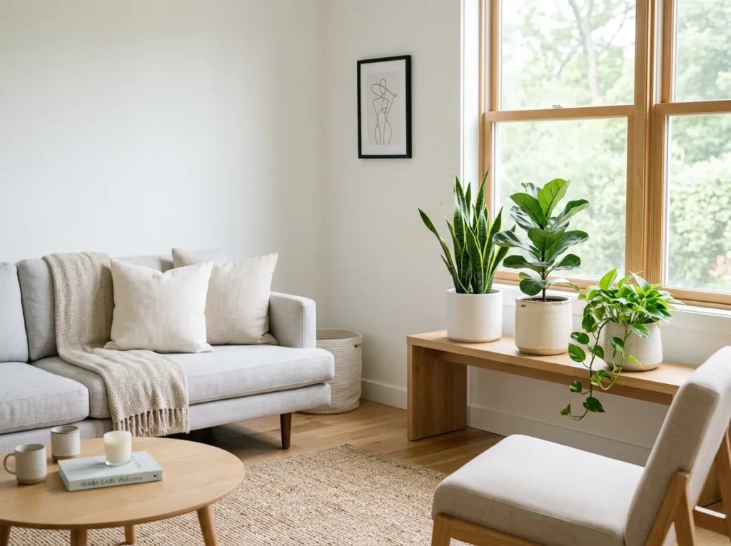 minimalist plant trio living room plants decor idea 2026