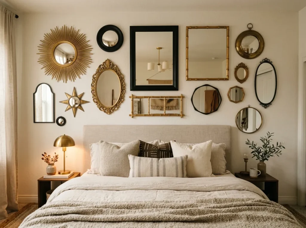 mirror gallery wall bedroom mirror idea modern decor
