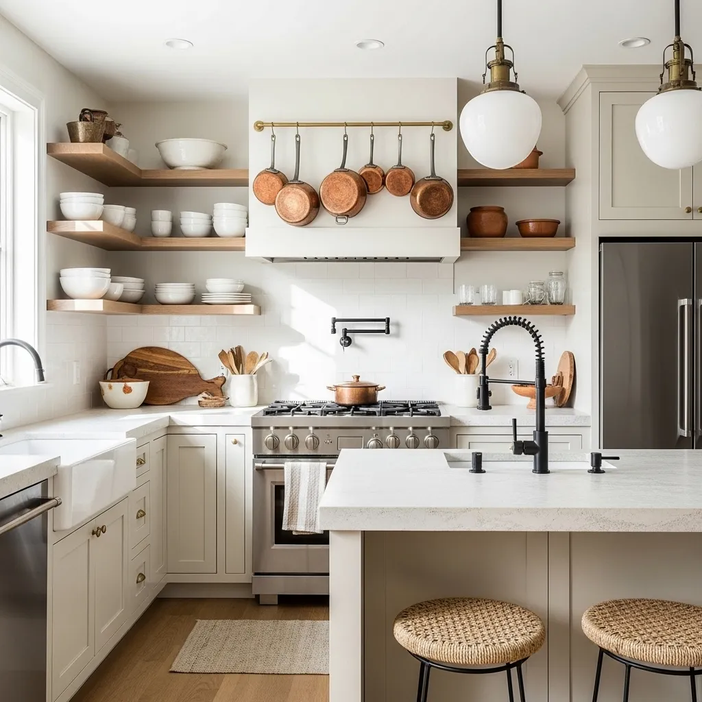 mixed metal accents boho kitchen decor idea modern