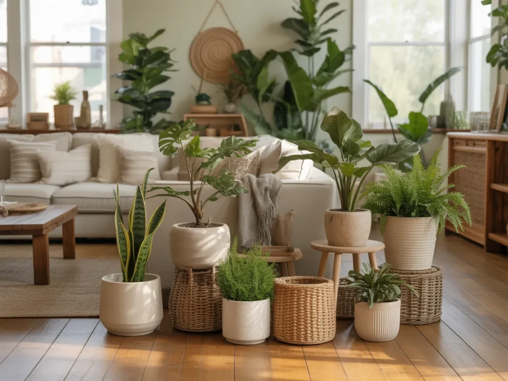 mixed pot collection living room plants decor idea fresh