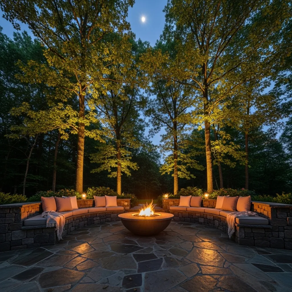  moonlight uplighting fire pit lighting idea outdoor