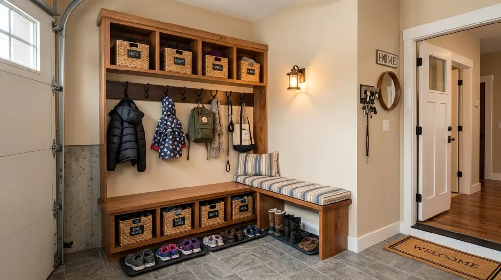 mudroom entry corner garage interior design idea