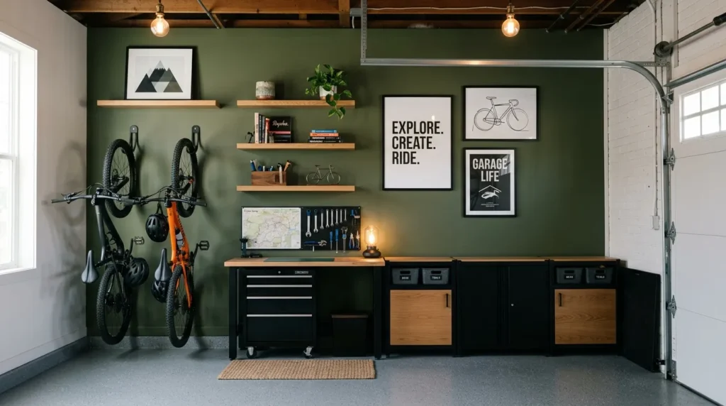 painted accent wall garage interior design idea 2026
