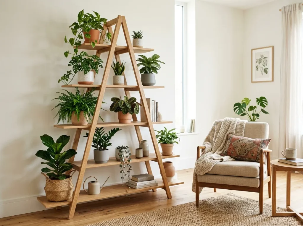plant ladder display living room plants decor idea modern