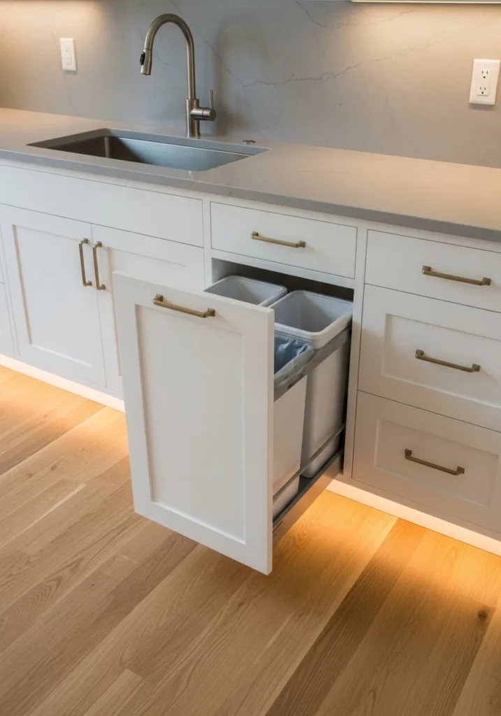  pull out trash cabinet kitchen storage idea modern