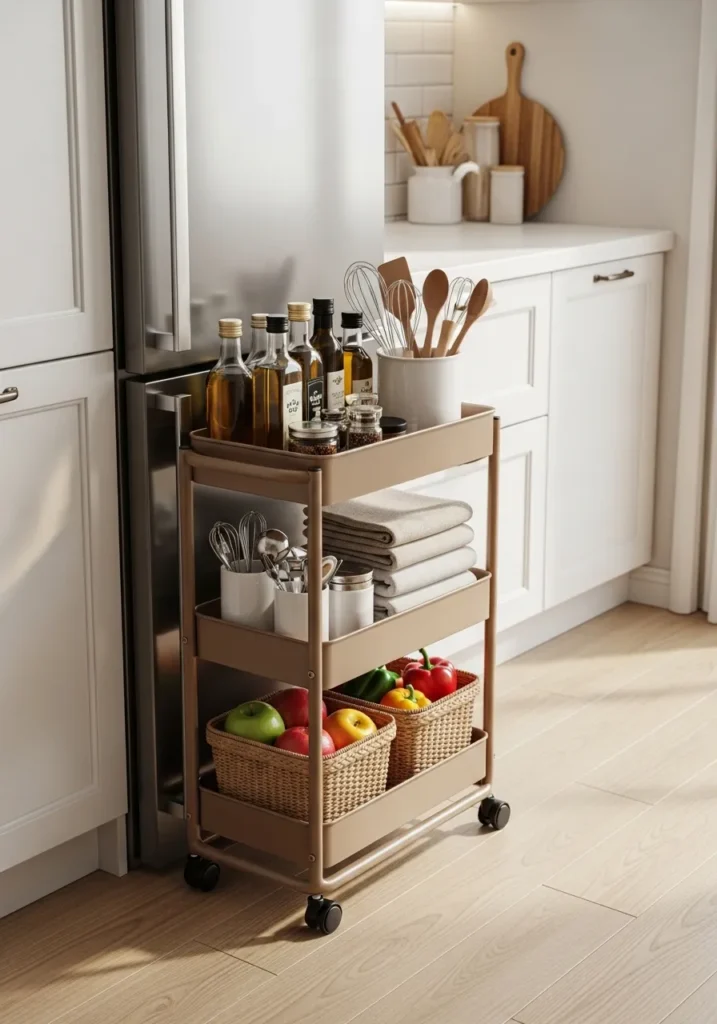 rolling cart nook kitchen storage idea 2026
