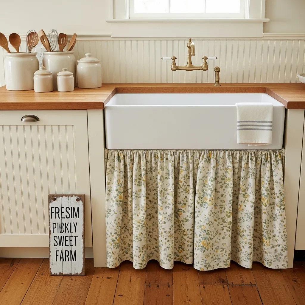 skirted sink base old farmhouse kitchen idea rustic