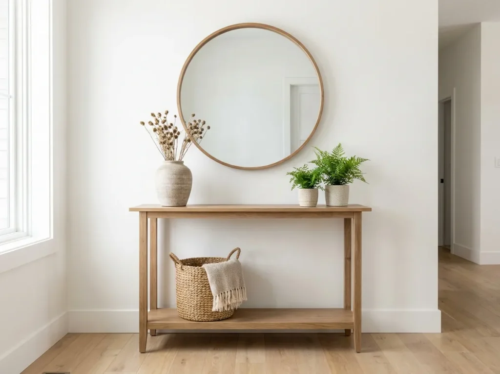 slim entry display small console table idea 2026