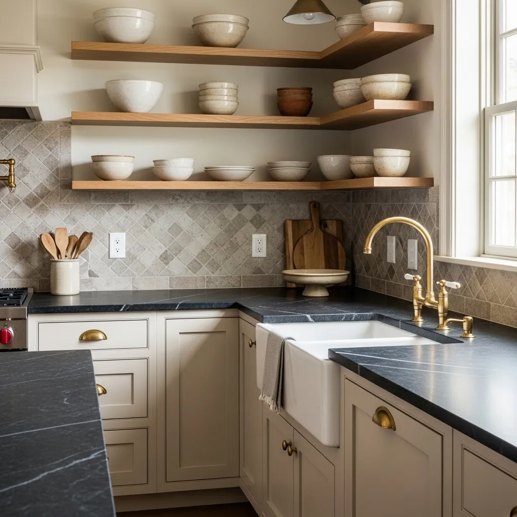soapstone counters old farmhouse kitchen idea 2026