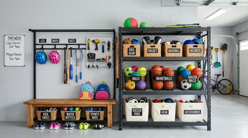 sports gear station garage interior design idea modern