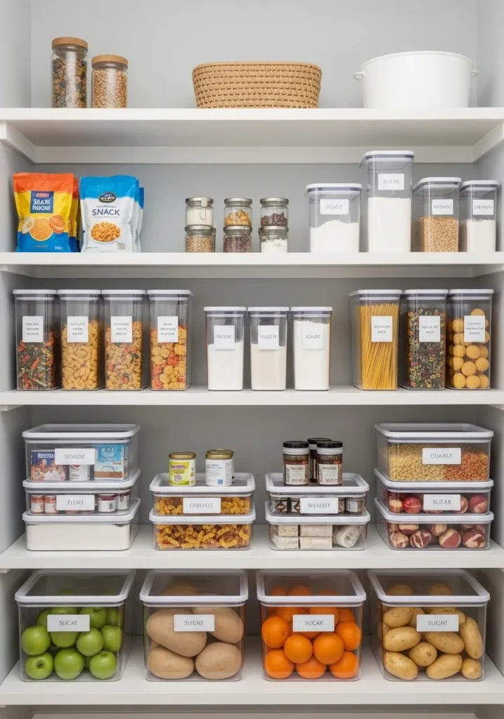 stackable pantry bins kitchen storage idea 2026

