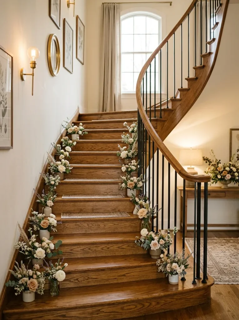 staircase flower accents flower home decor idea 2026