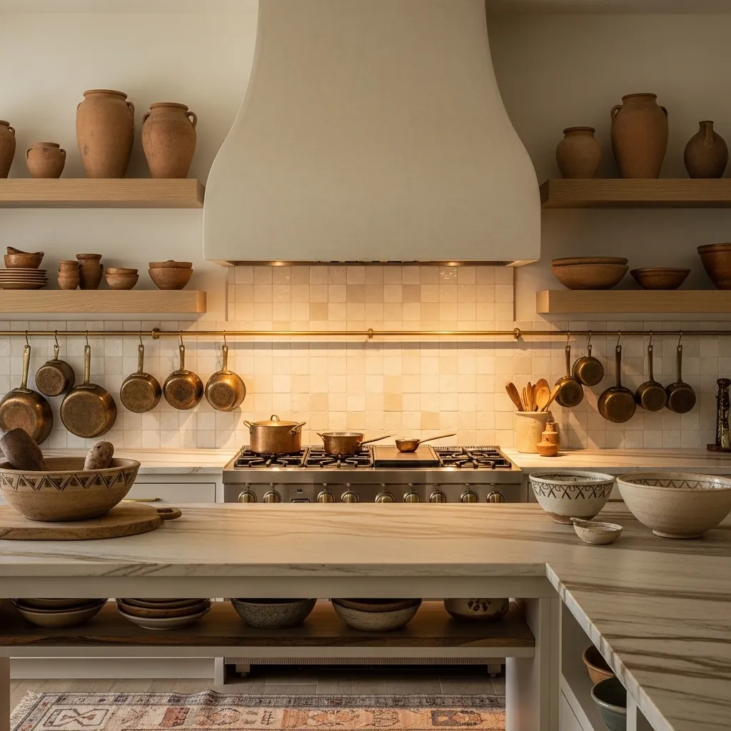 statement range hood boho kitchen decor idea 2026