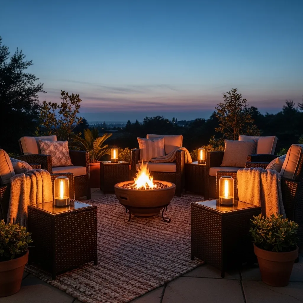 tabletop outdoor lamps fire pit lighting idea 2026