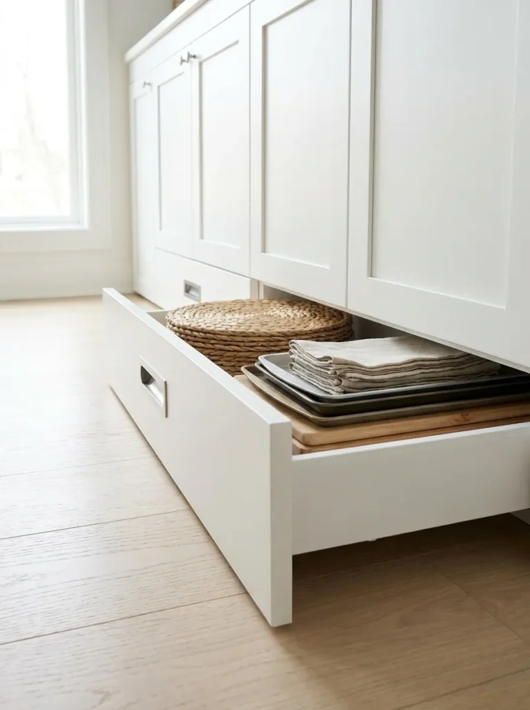  toe kick drawers kitchen storage idea maximize space
