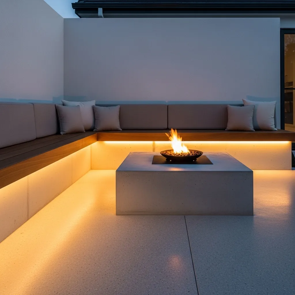 under seat glow fire pit lighting idea cozy nights