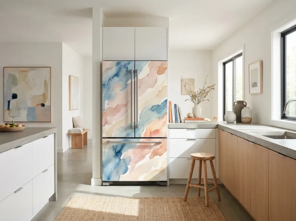 watercolor abstract art fridge wallpaper idea 2026