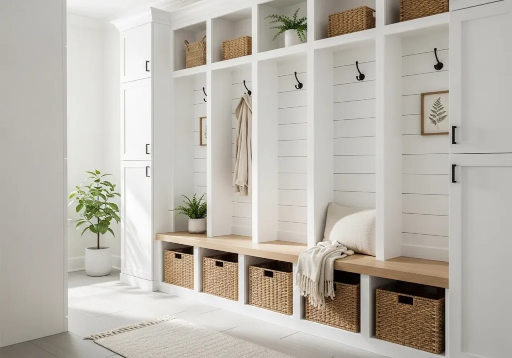 white shiplap lockers mudroom locker idea modern