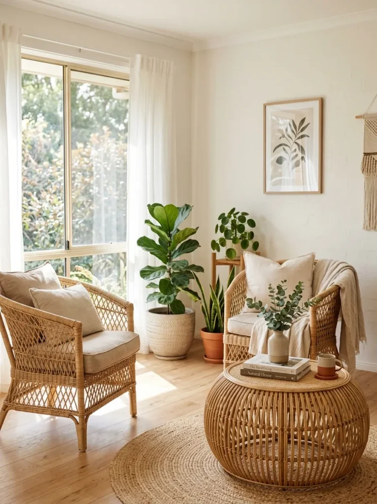 wicker and rattan touches vintage home style idea modern