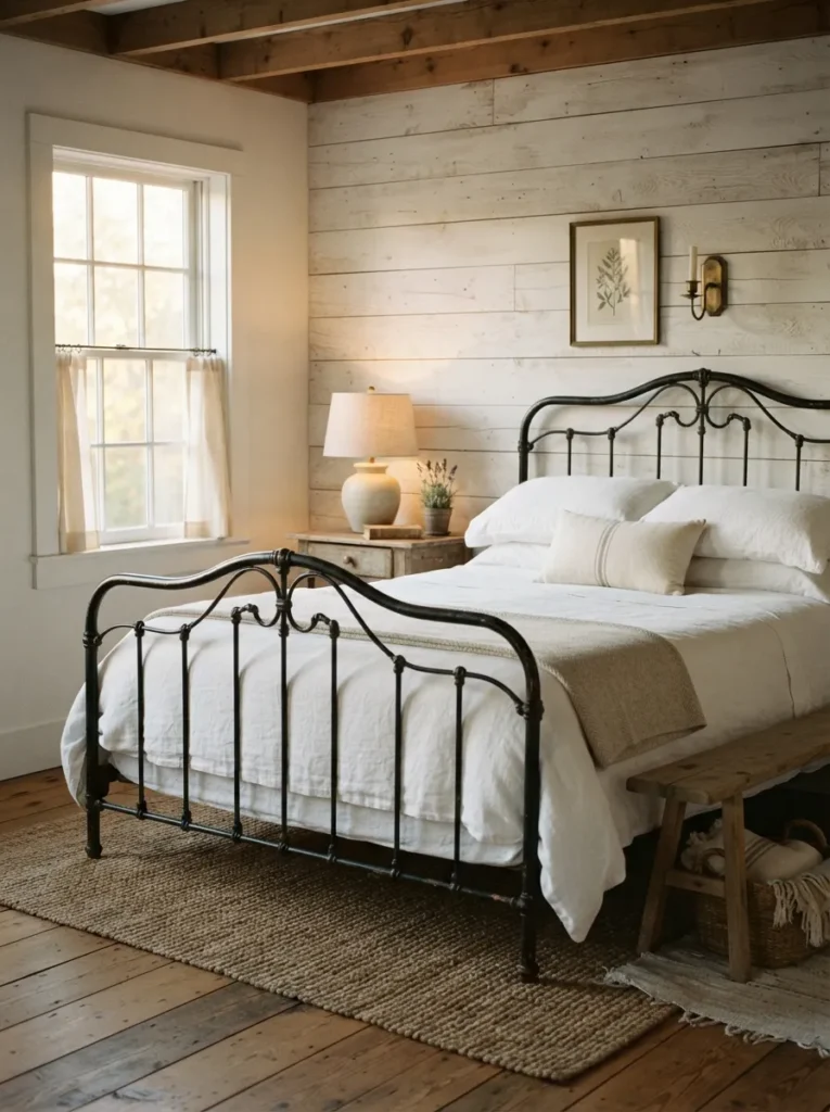 antique metal bed vintage farmhouse bedroom idea 2026