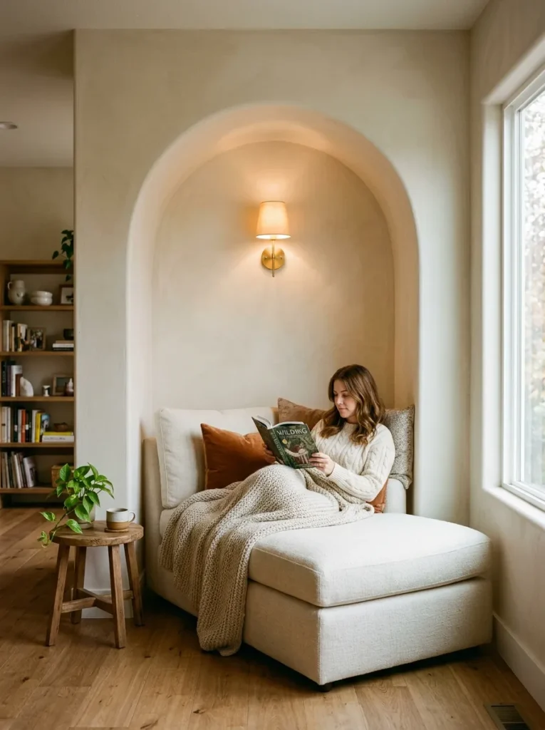 arched nook frame chaise lounge reading nook idea 2026