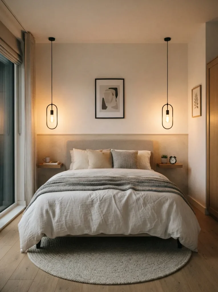 bedside pendant lights small bedroom idea modern