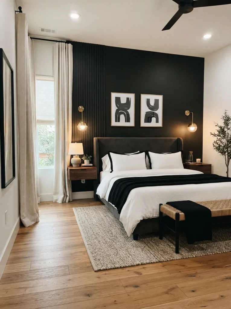 black accent walls baddie bedroom idea stylish
